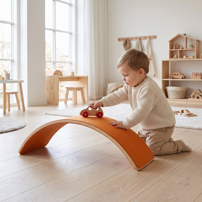 Wooden Balance Board with Felt Backing, Red Brick – 83 cm