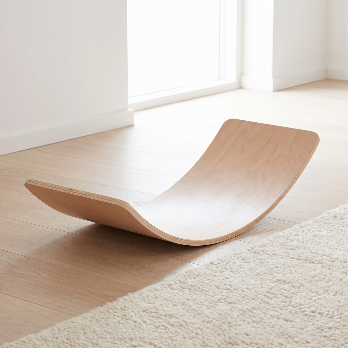 Wooden Balance Board in Natural Beech, Unvarnished – 83 cm