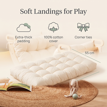 Thick Padded Play Cushion with Corner Ties – Cotton, Cream