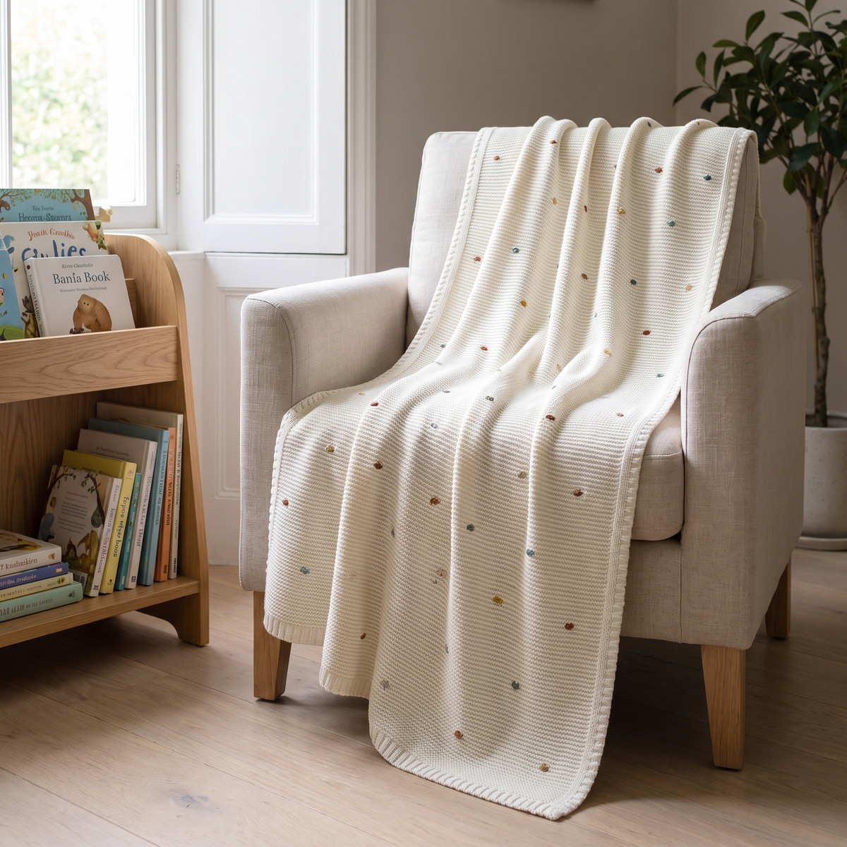 Bobble-Knit Baby Blanket in 100% Cotton, Multi-Color