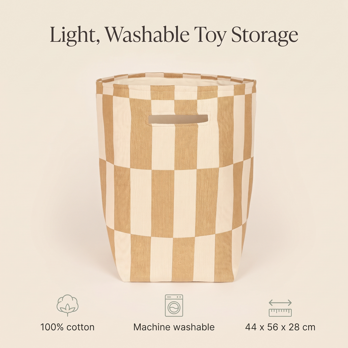 Large Cotton Toy Storage Basket, Mustard and Sand Tiles