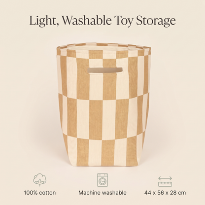 Large Cotton Toy Storage Basket, Mustard and Sand Tiles