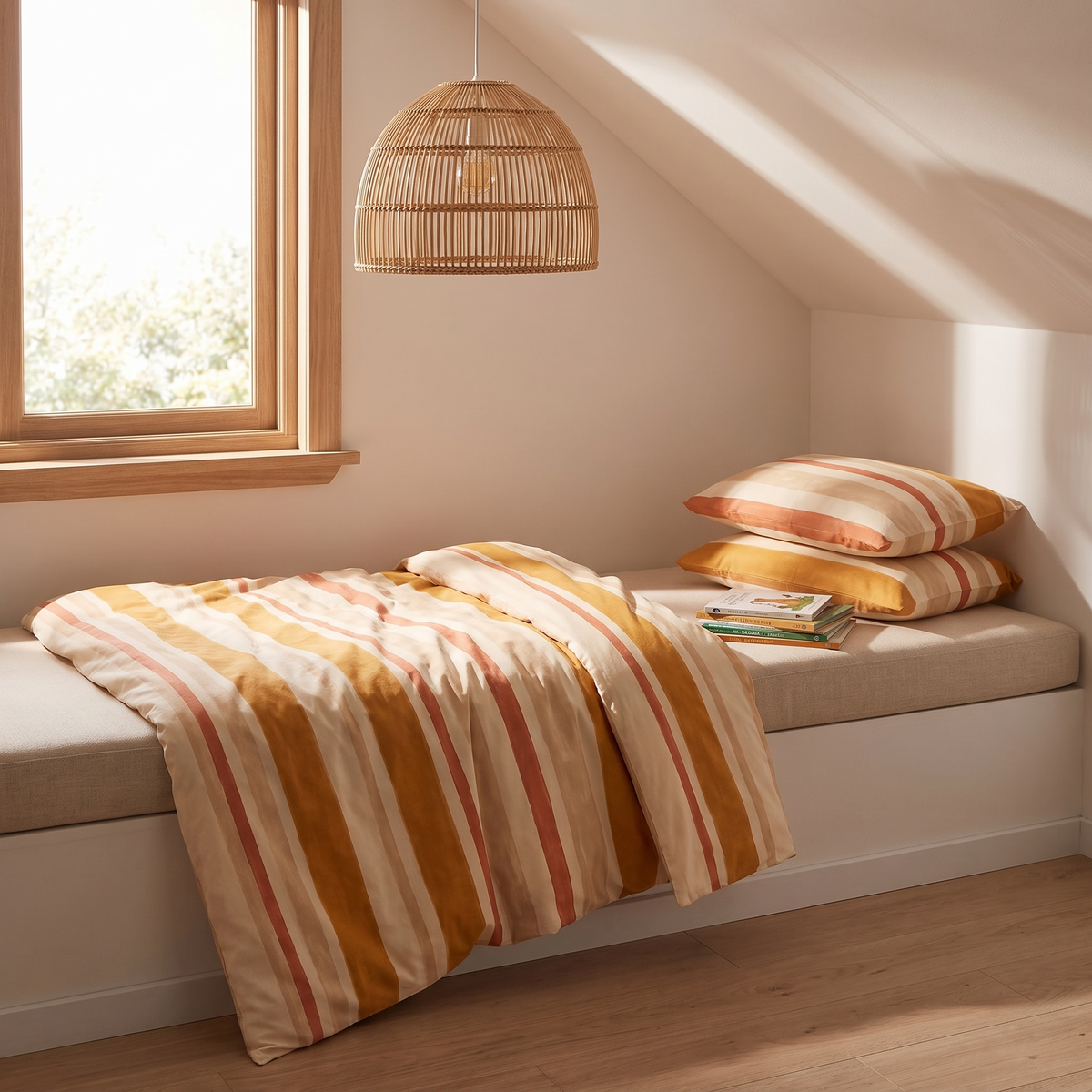 Striped Cotton Kids Quilt Cover, King Single/Double – Sun-Soaked Stripe, 180 x 210 cm