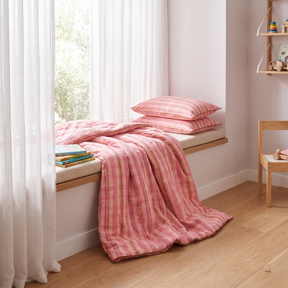 Linen Kids Quilt Cover with Corner Ties, King Single/Double – Oat, 180 x 210 cm