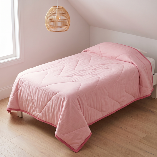 Quilted Bamboo Cotton Cot Bedspread, Blush