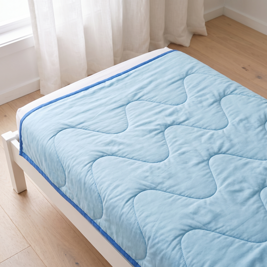 Quilted Bamboo Cotton Cot Bedspread, Sage