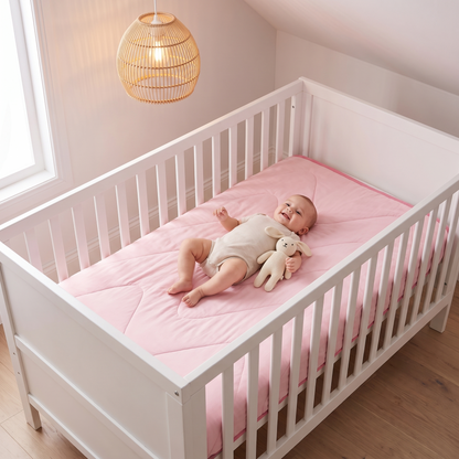 Quilted Bamboo Cotton Cot Bedspread, Blush