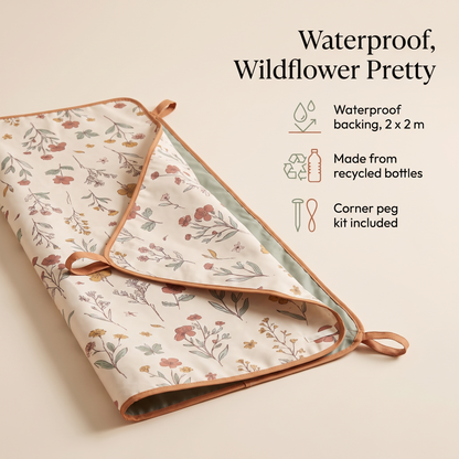 Extra-Large Picnic Rug with Peg Kit, Wildflower – 200 x 200 cm