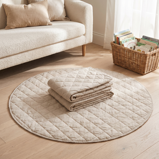 Spare Linen Play Mat Cover for 115 cm Round Mat, Natural