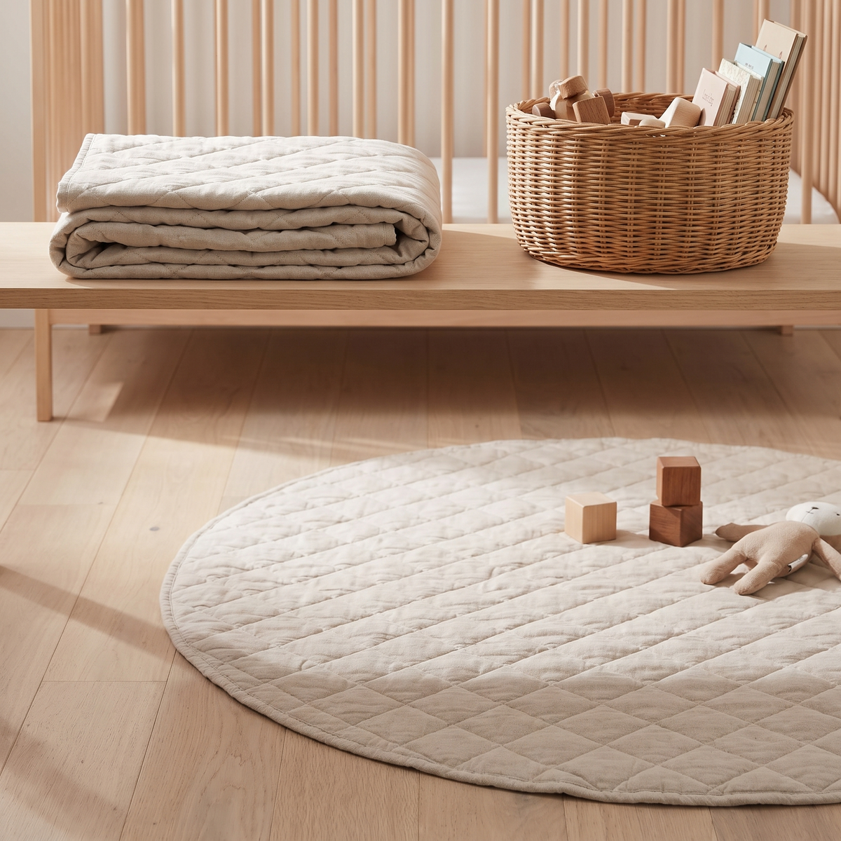 Spare Linen Play Mat Cover for 115 cm Round Mat, Natural