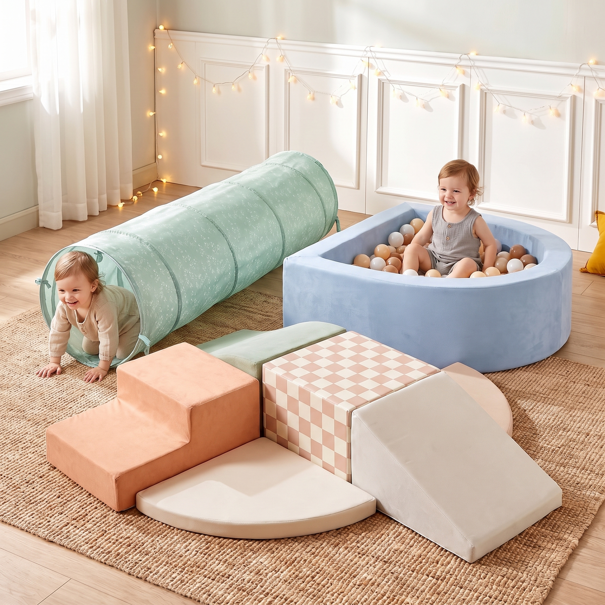 Play Tunnel and Foam Ball Pit Bundle, Oat