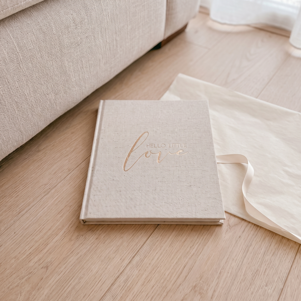 Baby Memory Book with Cloth Hardcover and Gold Foil, 98 Pages – Neutral