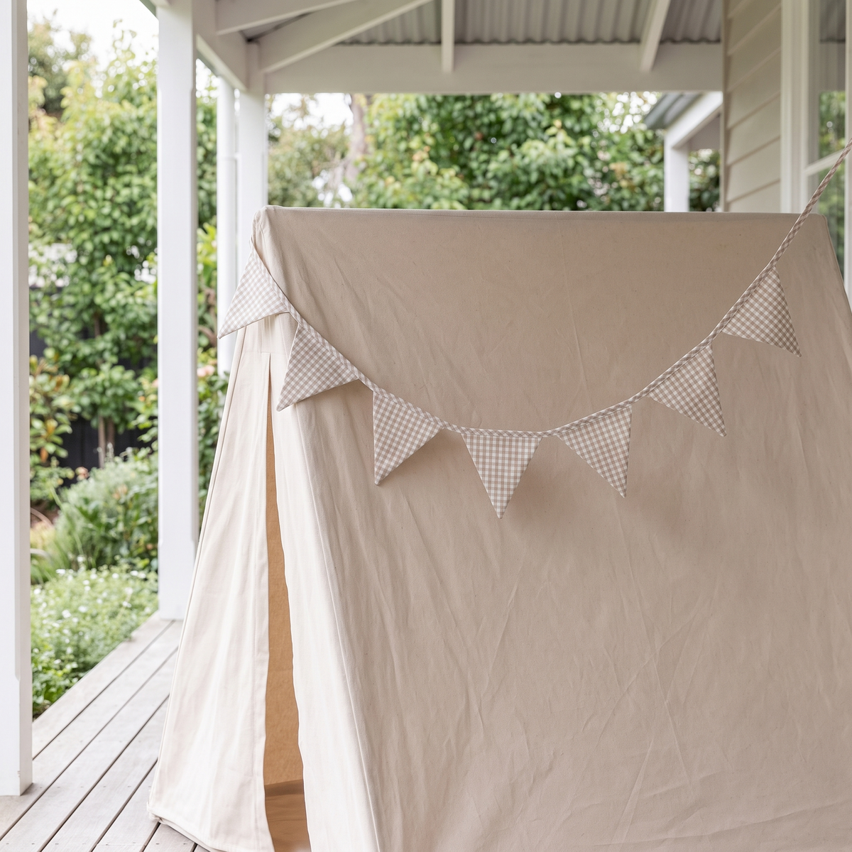 Fabric Bunting Garland for Play Tents, 2.4 m – Oat Gingham