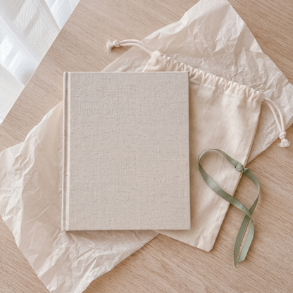 Baby Memory Book with Cloth Hardcover and Gold Foil, 98 Pages – Neutral