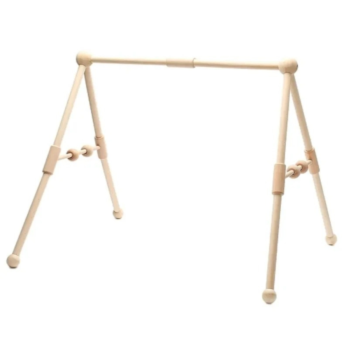 Wooden Baby Play Gym with Hanging Sensory Toys – Natural Wood