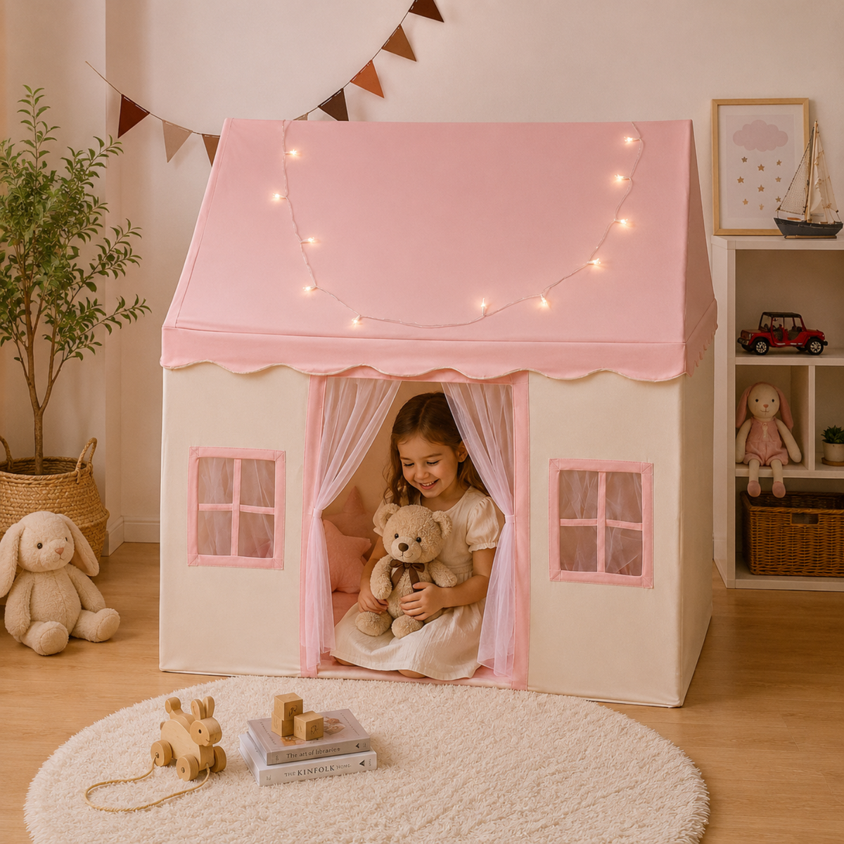 Kids Cotton Playhouse Tent with Plastic Support Poles