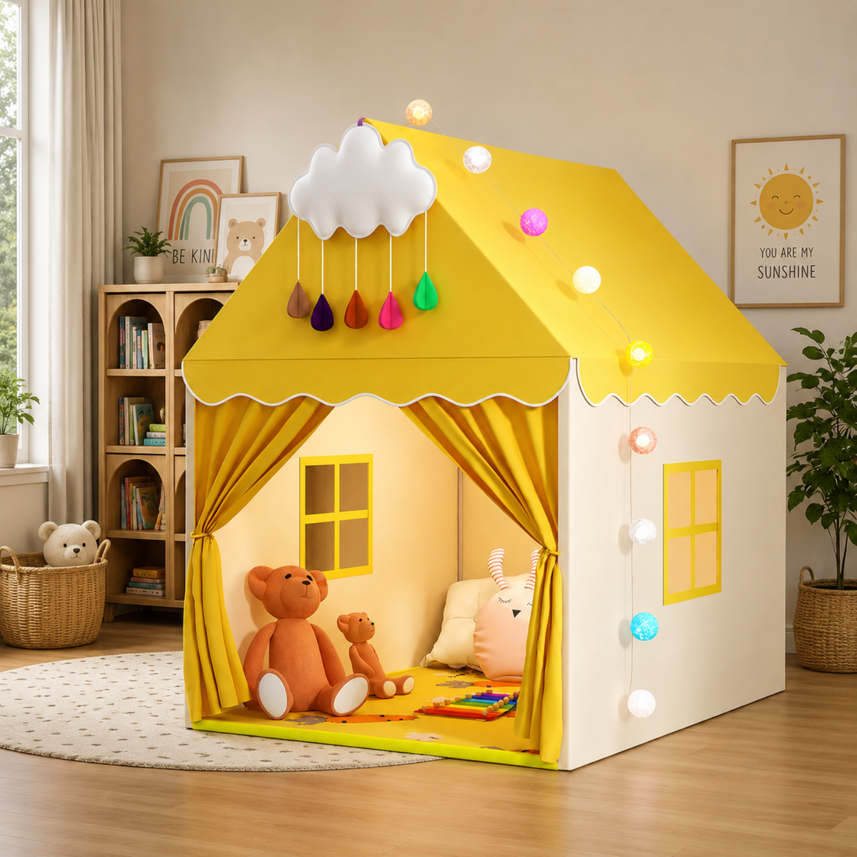 Princess Play Tent with Padded Mat and Lights
