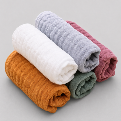 6-Layer Cotton Muslin Burp Cloth Set