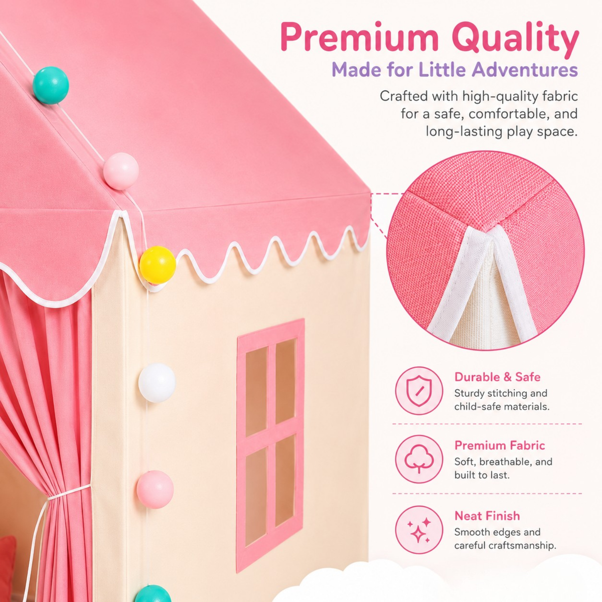 Princess Play Tent with Padded Mat and Lights
