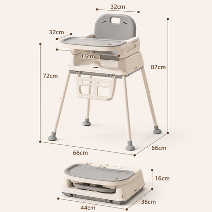 4-in-1 Baby High Chair with Removable Tray, Gray